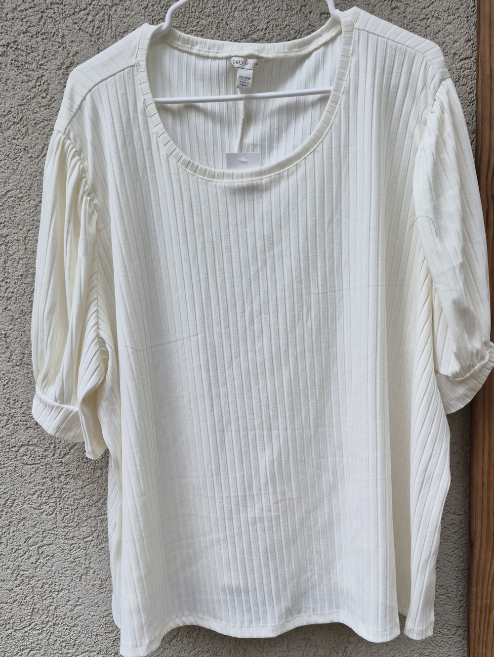 Cato Cream Ribbed Short Sleeve Top